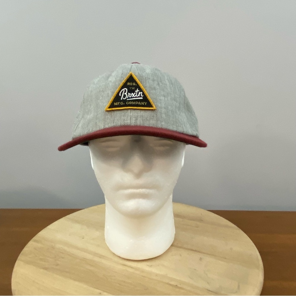 Brixton Supply Hat Men’s Snapback Adjustable Cap - Grey‎ / Maroon - Made In USA